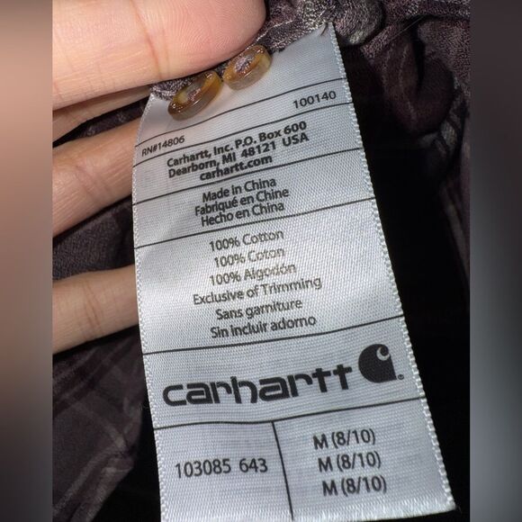 Carhartt WMN Fairview Plaid Roll Tab Convertible Slv Western Fall Shirt M 8/10 - Picture 8 of 9